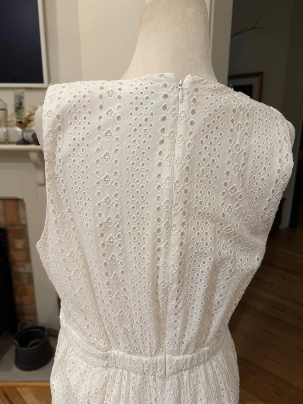 J.Crew Sleeveless White Eyelet Midi Dress . Size 12.